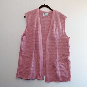 Vintage knit Milrank pink womens L sweater vest cardigan USA